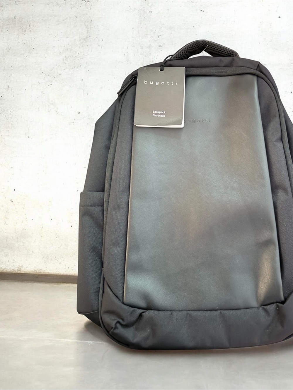 Bugatti Men's Black Backpack with Smooth Front Panel